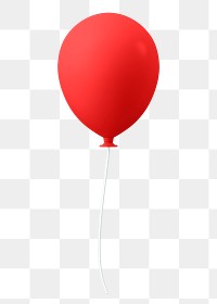 Red balloon 3d png clipart, birthday design element, transparent background