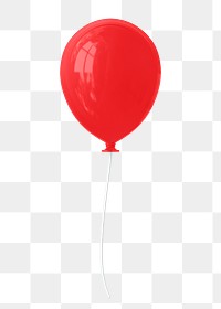 Red balloon 3d png clipart, birthday design element, transparent background