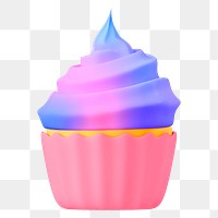 Cute cupcake png 3D sticker, transparent background