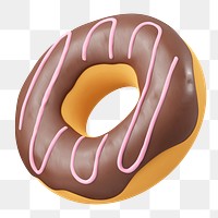 Donut sticker png, 3d food clipart on transparent background