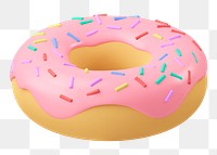 Donut sticker png, 3d food clipart on transparent background