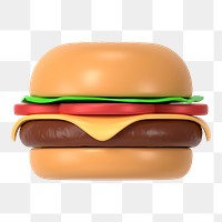 Hamburger sticker png, 3d food clipart on transparent background