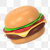 Hamburger sticker png, 3d food clipart on transparent background