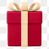 Red gift box png sticker, 3d birthday graphic on transparent background