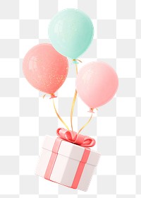 Gift box sticker png, 3d birthday graphic, transparent background