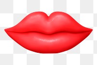 Red lips clipart png, 3d graphic, transparent background