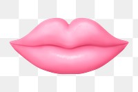 Pink lips clipart png, 3d graphic, transparent background