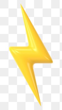 Lighting bolt clipart png, 3d graphic, transparent background