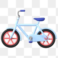 3D bicycle png sticker, blue vehicle illustration on transparent background