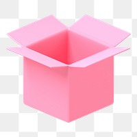 Pink open box png, 3D package delivery illustration on transparent background