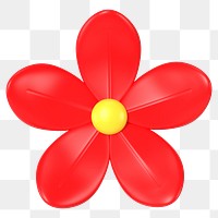 Red flower png sticker, cute 3D botanical illustration on transparent background