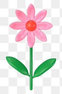 Aesthetic flower png sticker, pink 3D floral illustration on transparent background