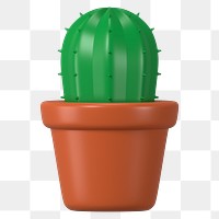 Cactus pot  png sticker, 3D plant illustration on transparent background
