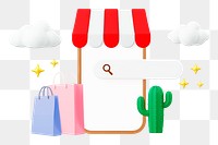 Online store png smartphone, 3D shopping illustration on transparent background
