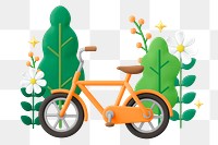 3D bicycle png in garden, vehicle illustration on transparent background