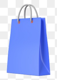 Purple shopping png bag, 3D object illustration on transparent background