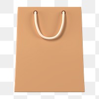 Paper shopping png bag, 3D object illustration on transparent background