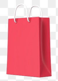 Red shopping png bag, 3D object illustration on transparent background