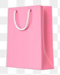 Pink shopping png bag, 3D object illustration on transparent background