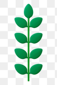 3D leaf png branch, green nature illustration on transparent background