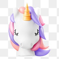 Aesthetic unicorn png head, 3D myth creature illustration on transparent background