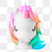 Aesthetic unicorn png head, 3D myth creature illustration on transparent background