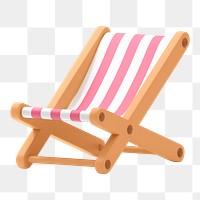 Beach chair  png sticker, summer 3D cartoon transparent background