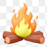 Bonfire png sticker, cute 3D cartoon transparent background