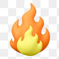 Flame png sticker, cute 3D cartoon transparent background