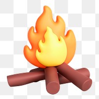 Bonfire png sticker, aesthetic 3D cartoon transparent background