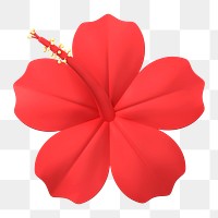 Hibiscus png sticker, botanical 3D cartoon transparent background