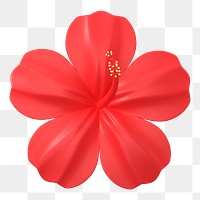 Red flower png sticker, botanical 3D cartoon transparent background