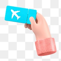 Plane ticket png sticker, travel 3D cartoon transparent background