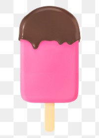 Ice cream png sticker, strawberry dessert 3D cartoon transparent background