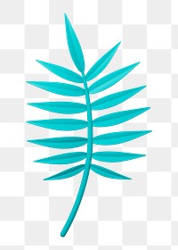 Blue leaf png sticker, botanical 3D cartoon transparent background