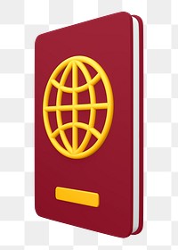 Red  passport png sticker, travel 3D cartoon transparent background