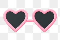 Heart sunglasses png sticker, accessory 3D cartoon transparent background