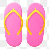 Flip flop png sticker, shoes 3D cartoon transparent background