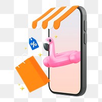 Summer sale png sticker,  phone screen 3D cartoon transparent background