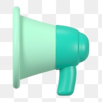 Green megaphone png sticker, 3D rendering, campaign announcement concept 