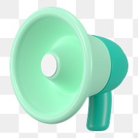 Green megaphone png sticker, 3D rendering, campaign announcement concept 