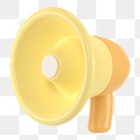 Pastel megaphone png sticker, yellow 3D illustration on transparent background