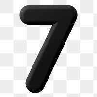 7 number png sticker, 3D rendering on transparent background