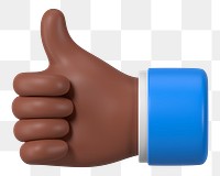 Thumbs up hand gesture png sticker, 3D illustration, transparent background