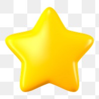 3D star png clipart, ranking symbol on transparent background
