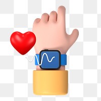 3D png health tracker clipart, wellness graphic on transparent background