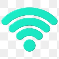 3D wifi png symbol, green technology graphic on transparent background