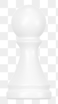 Pawn png chess piece clipart, 3D white graphic on transparent background