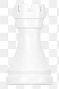 Rook png chess piece clipart, 3D white graphic on transparent background