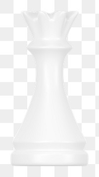 Queen png chess piece clipart, 3D white graphic on transparent background